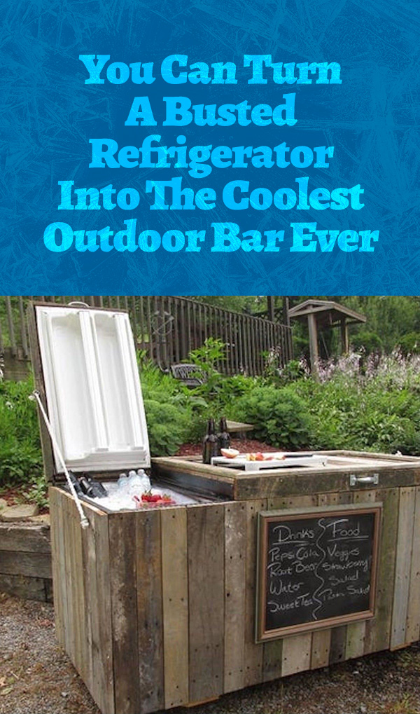 Turn a busted refridgerator into the coolest outdoor bar ever