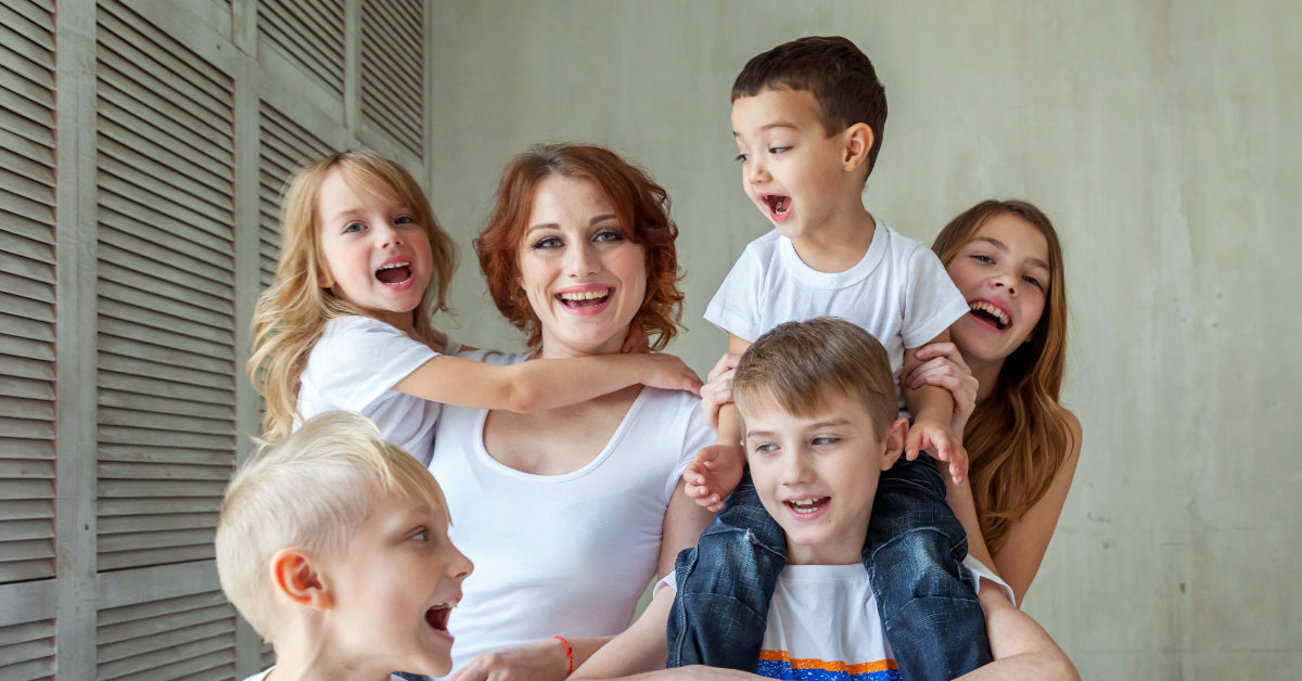 Mother with four children