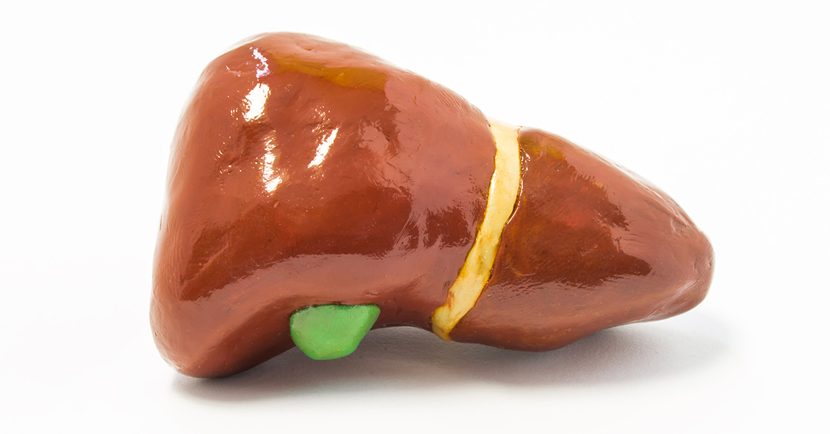 computer generated image of liver with green gallbladder