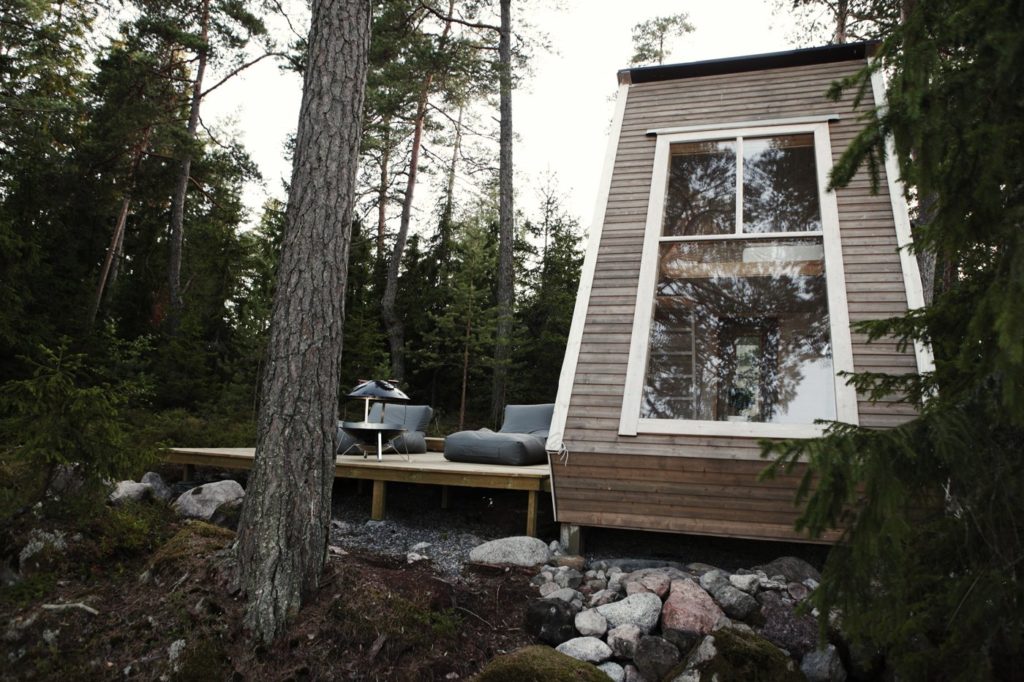 A spacious deck is present beside the cabin