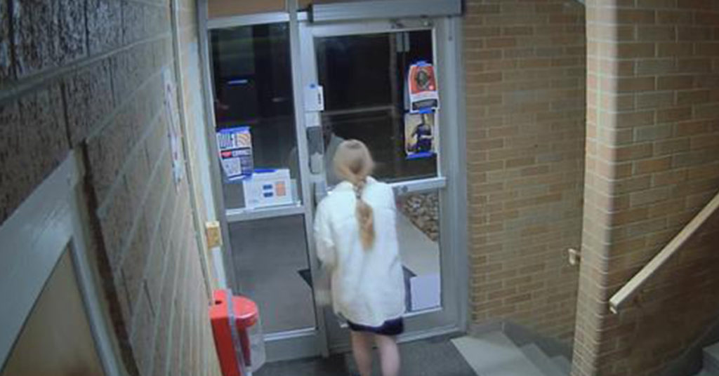 video footage of Madelyn Allen leaving her dorn on December 14th
