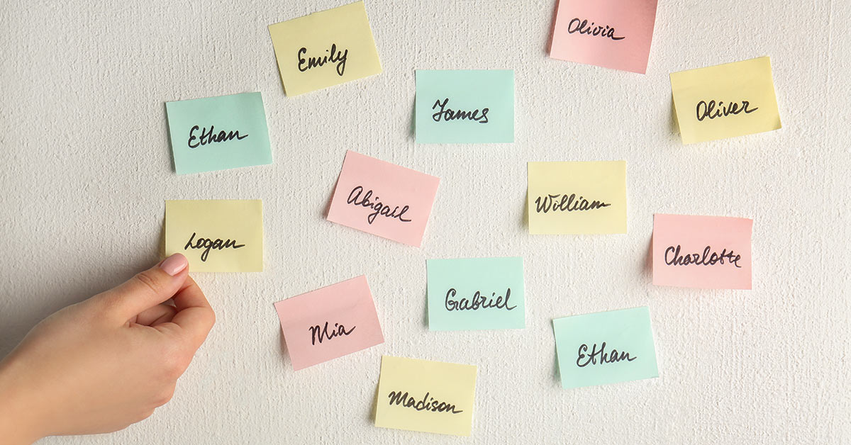 names on post-it notes