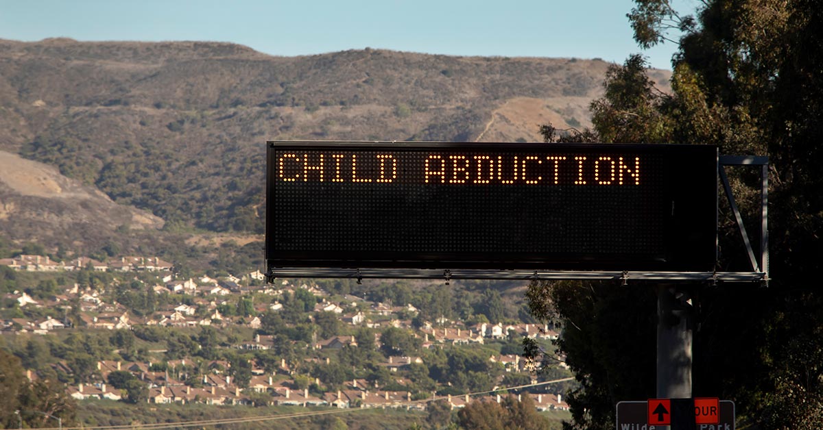 highway display notification saying "child abduction"