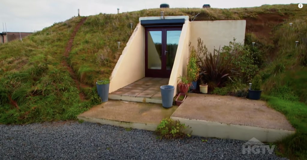 entrance to bunker home in  St Leven, Cornwall