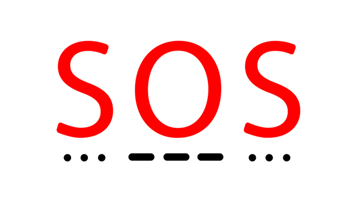 SOS and SOS in morse code below …—...