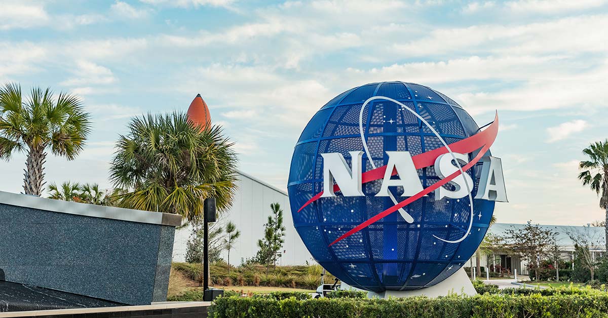 large NASA sign at the Space Center CAPE CANAVERAL, FLORIDA