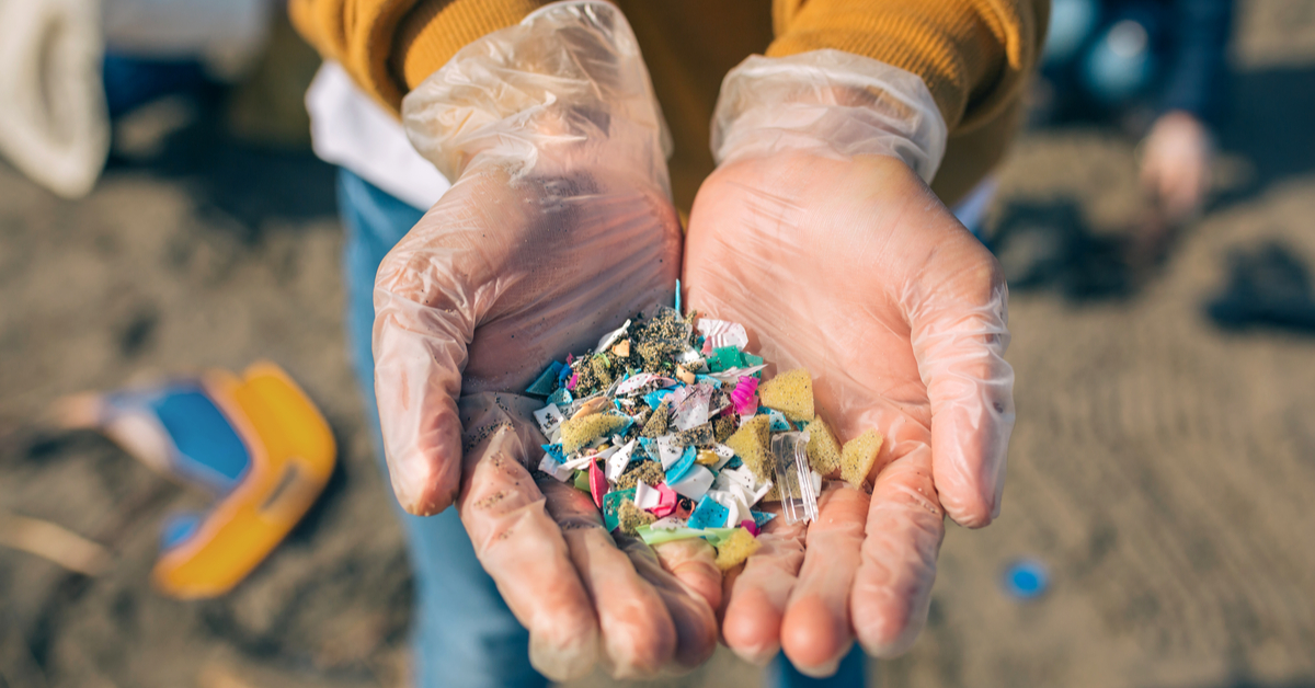 microplastics being held in someone's hands