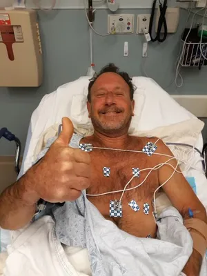 Michael Packard, a 56-year-old lobster diver in the Cape Cod Hospital after his encounter with the humpback whale