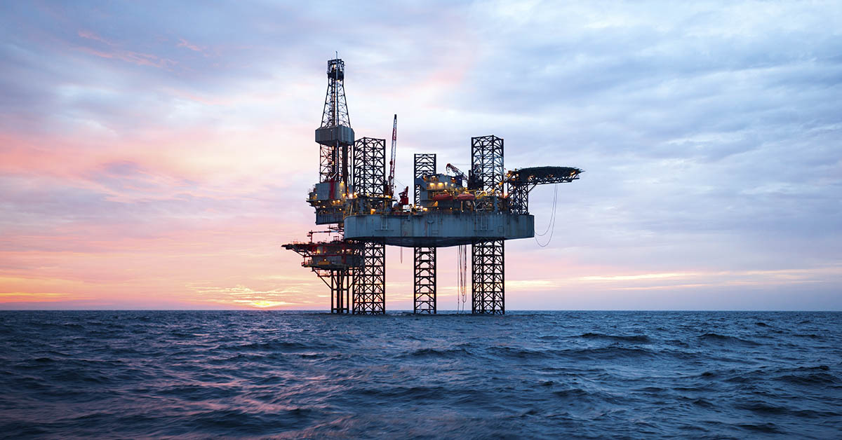 oil rig on the open ocean