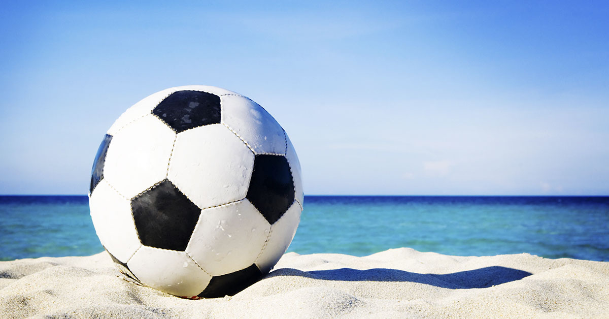 soccer ball on a beach