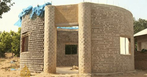 earthquake resistant home made from plastic bottles in Nigeria