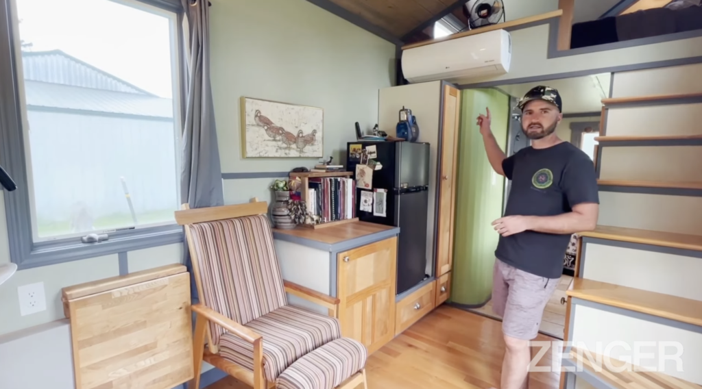 Nick Soave giving a tour of his tiny house 