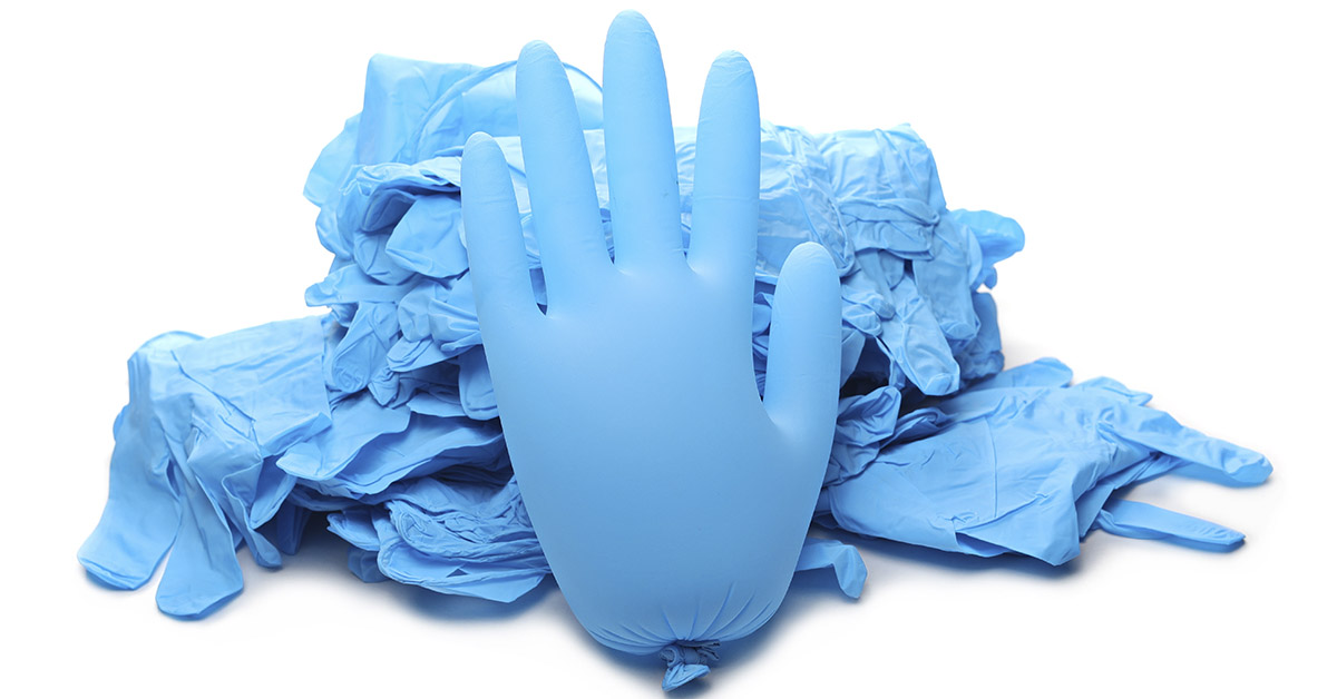 blue latex surgical glove
