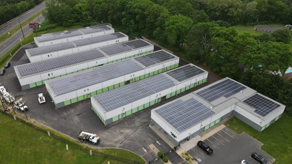 The storage facilities with their rooftop solar panels.