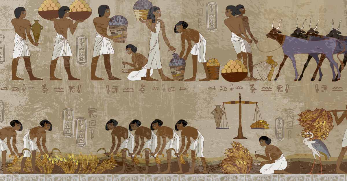 egyptian art of depicting early agriculture