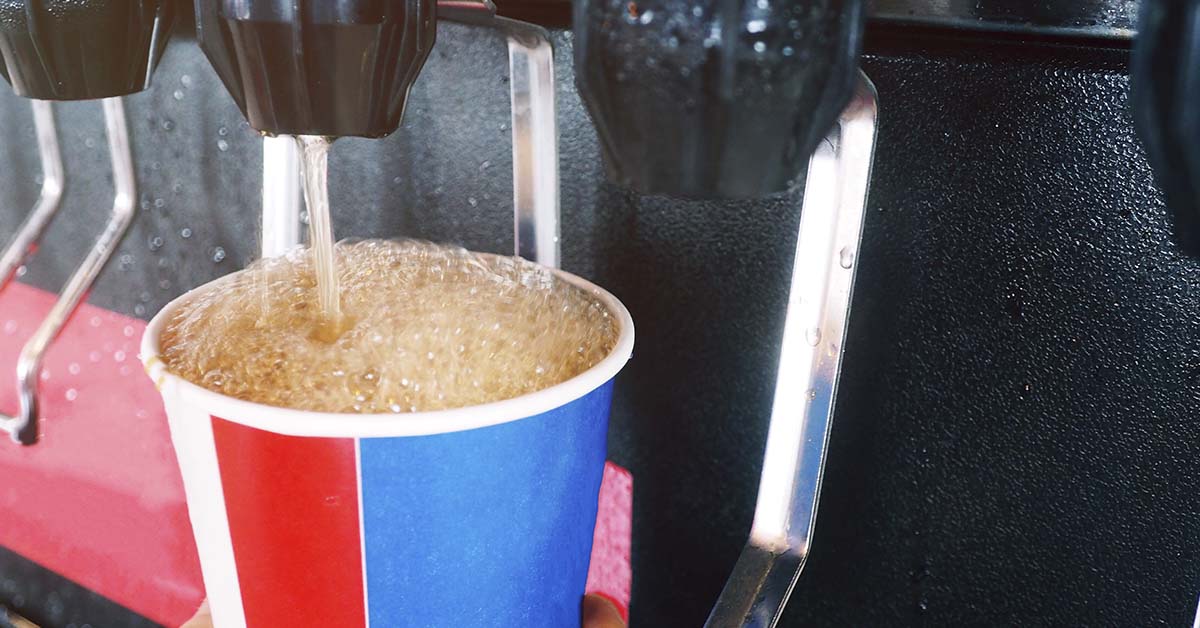sugary fountain drink being dispensed