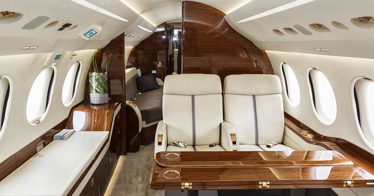inside a luxury private jet
