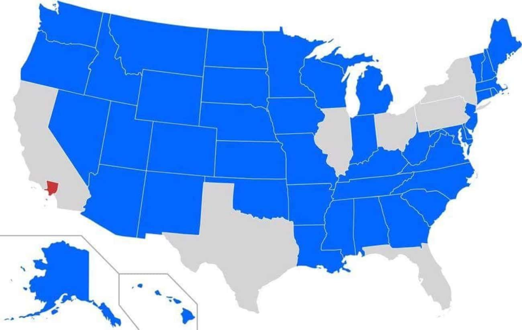Blue has a larger population than Los Angeles