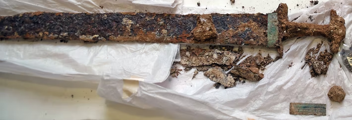 Sword and scabbard found with the remains