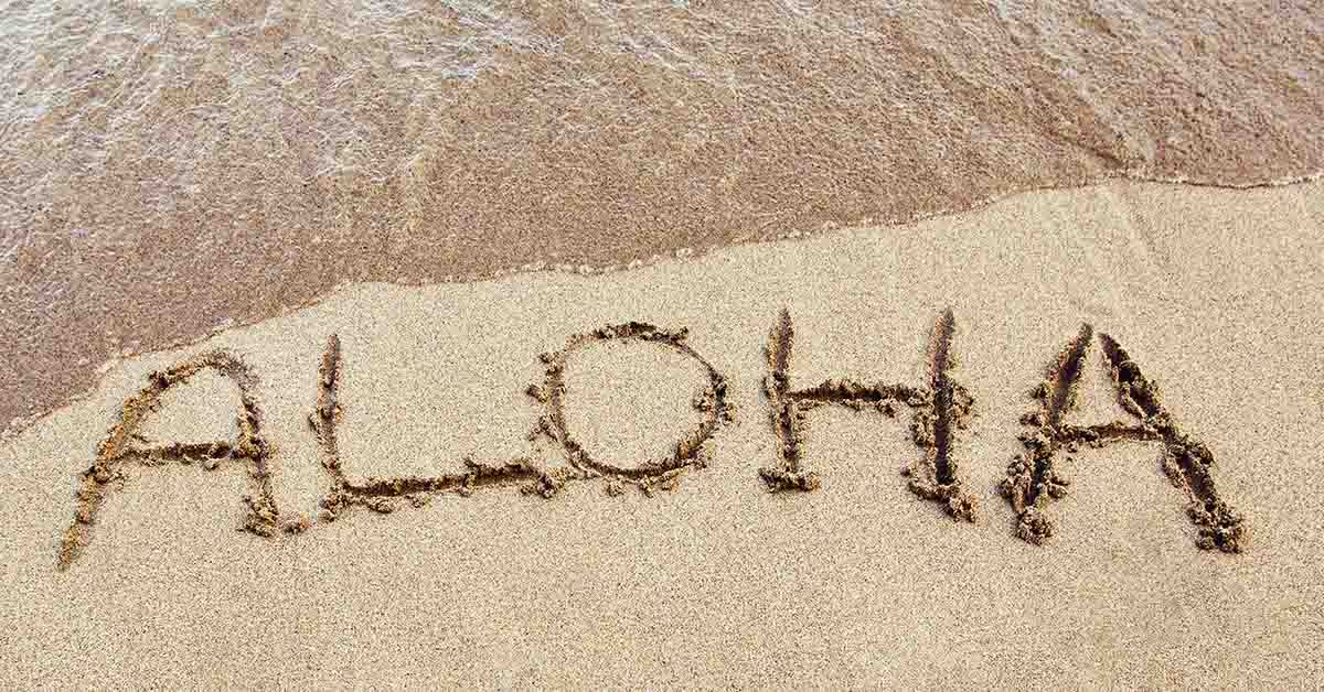 Aloha written in the sand