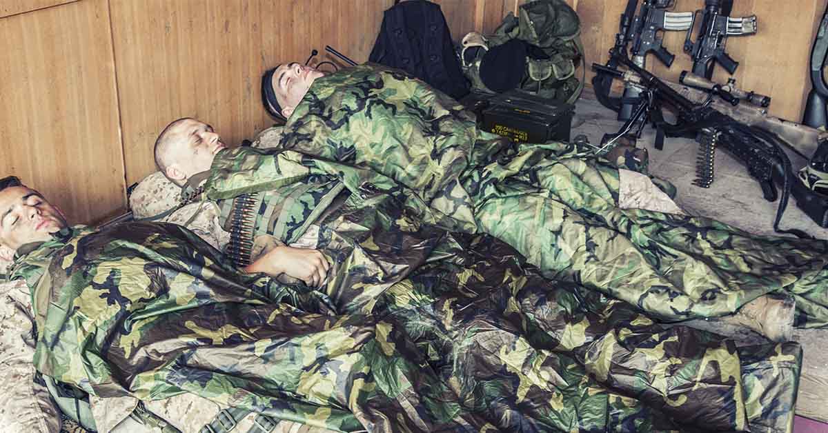 military personnel sleeping