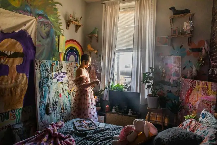 Tuesday, Age 23 in her colorful bedroom