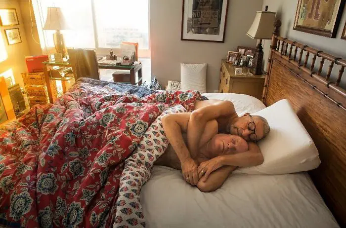 Harry and Alan – Ages 72, 75 intimately sharing their bedroom