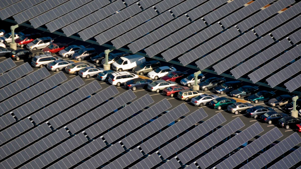 solar panel parking lot at Michigan State University