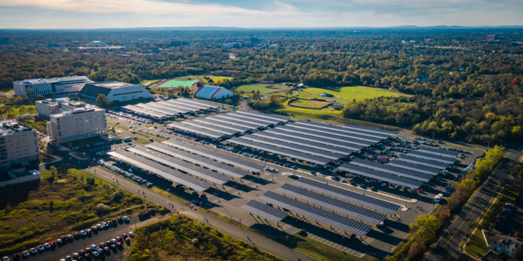 A solar parking facility at Rutgers University in Piscataway, New Jersey