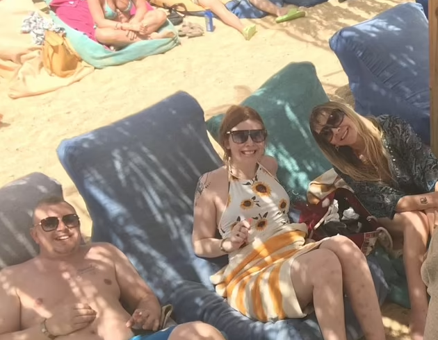 Tracey and her family on holiday in Egypt