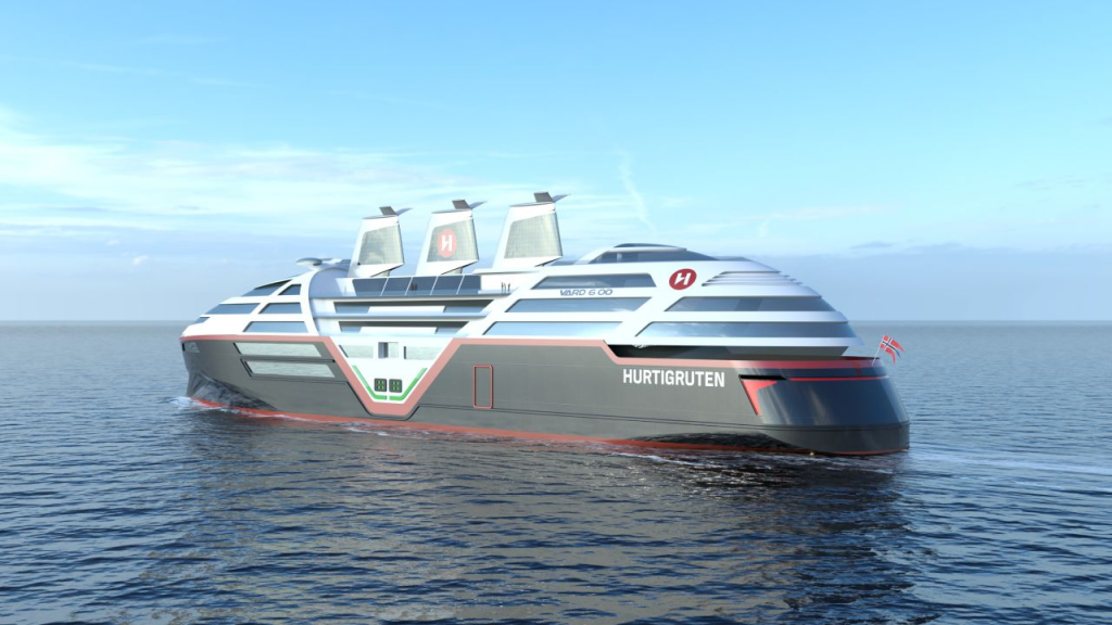 A computer-rendition of what the electric cruise ship should look like.