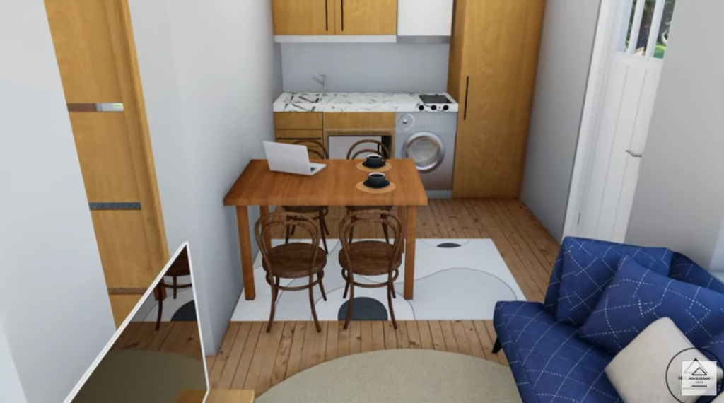 Tiny House open-plan living room and kitchen