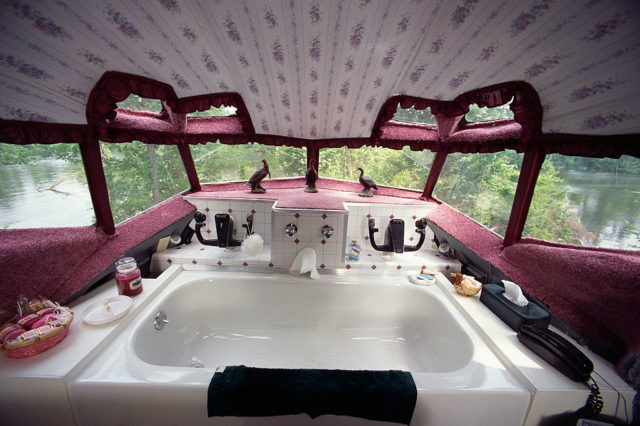 The cockpit has been renovated with a large bath tub.