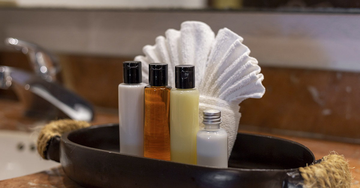 hotel soaps and other complimentary toiletries