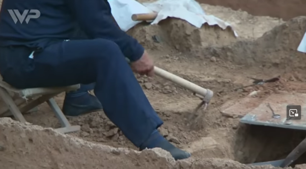 Archaeologist digging