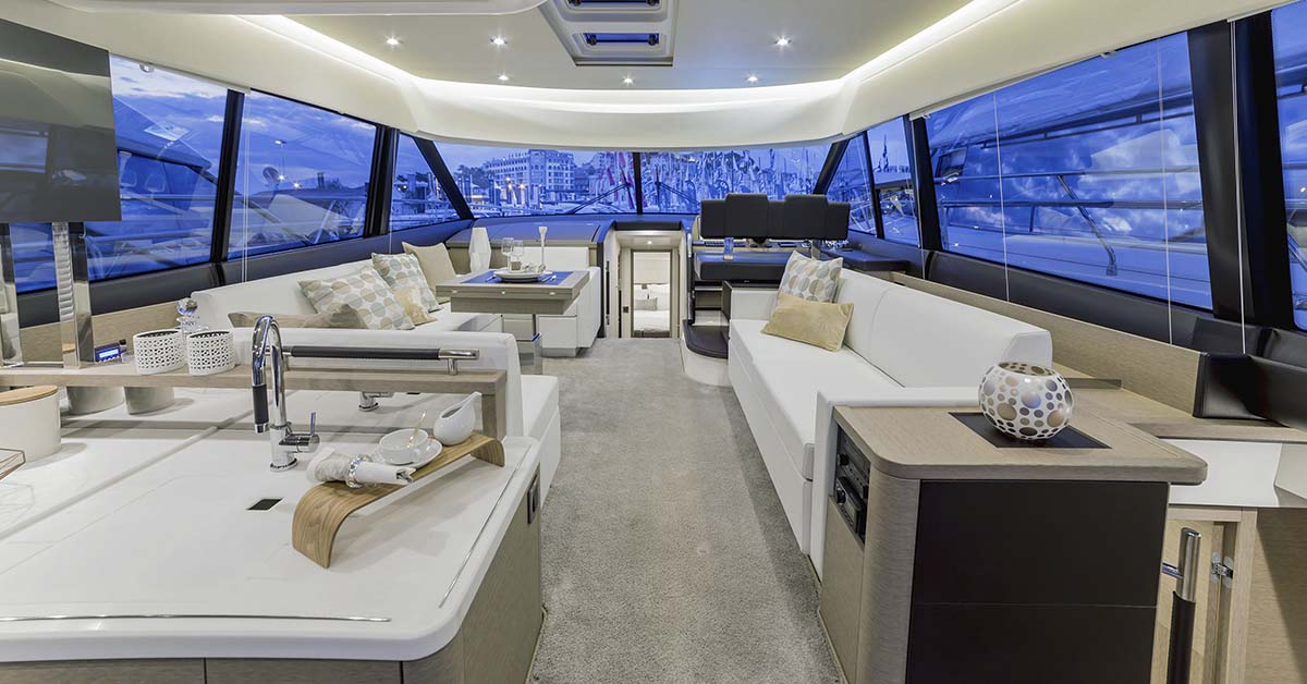 luxury living inside of a yacht