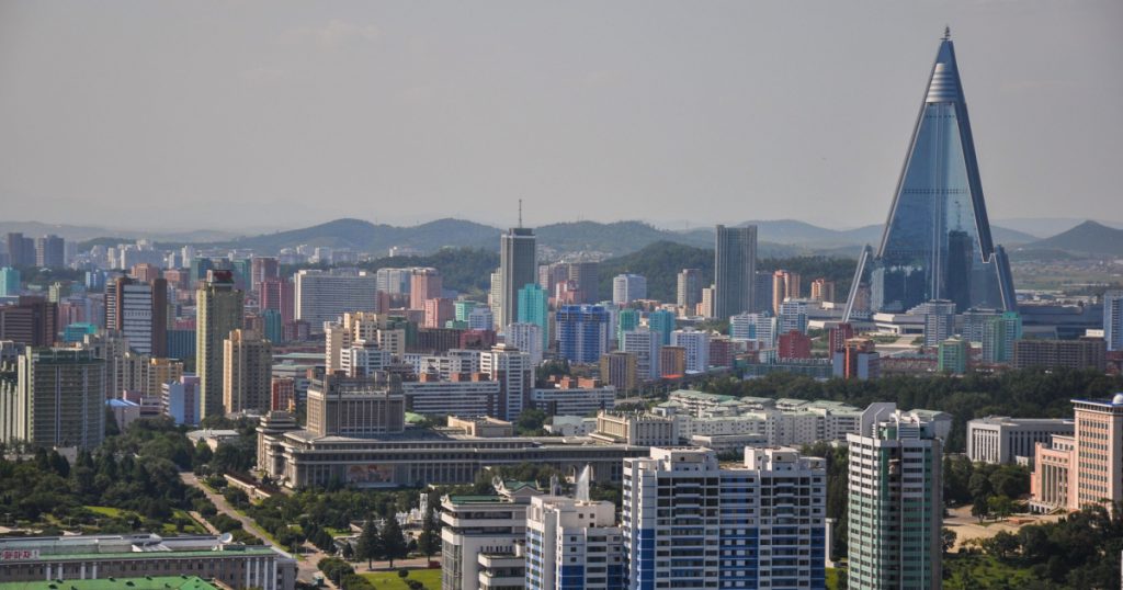 Pyongyang, North-Korea, 09/07/2018: Ryugyong Hotel with new facade