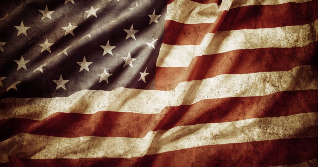 Closeup of grunge American flag
