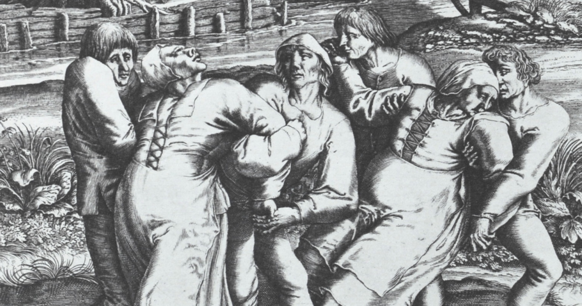 depiction of the dancing plague Die Wallfahrt der Fallsuechtigen nach Meulebeeck