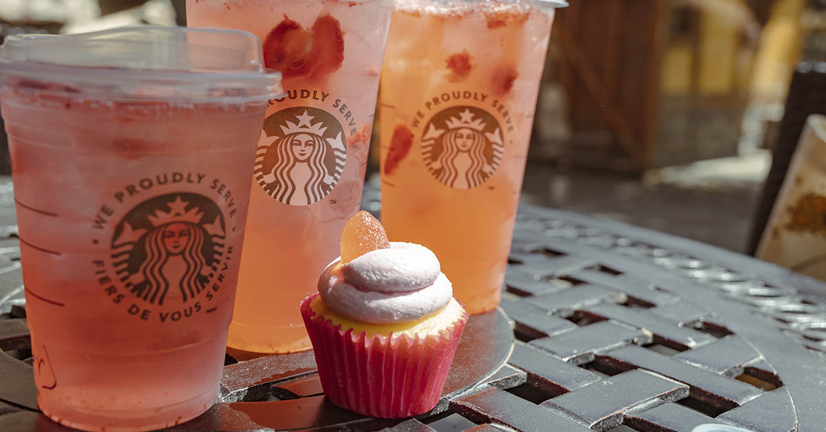 items from starbucks on on outside patio table
