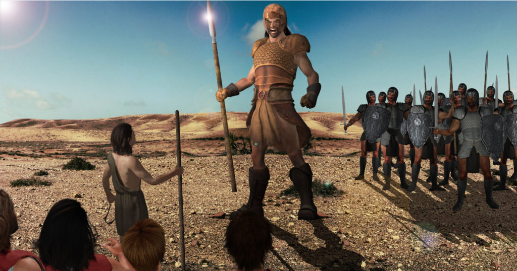 3D Illustration of David and Goliath
