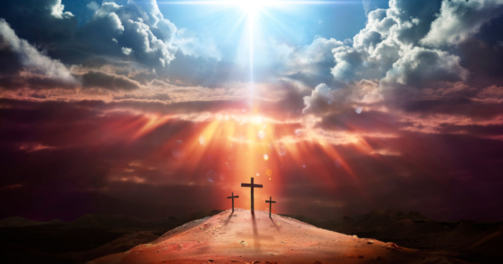 Resurrection - Light Cross Shape In Clouds - Risen - Jesus Ascends to Heaven Scene

