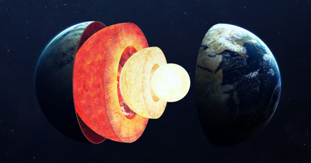 Earth core structure. Elements of this image furnished by NASA
