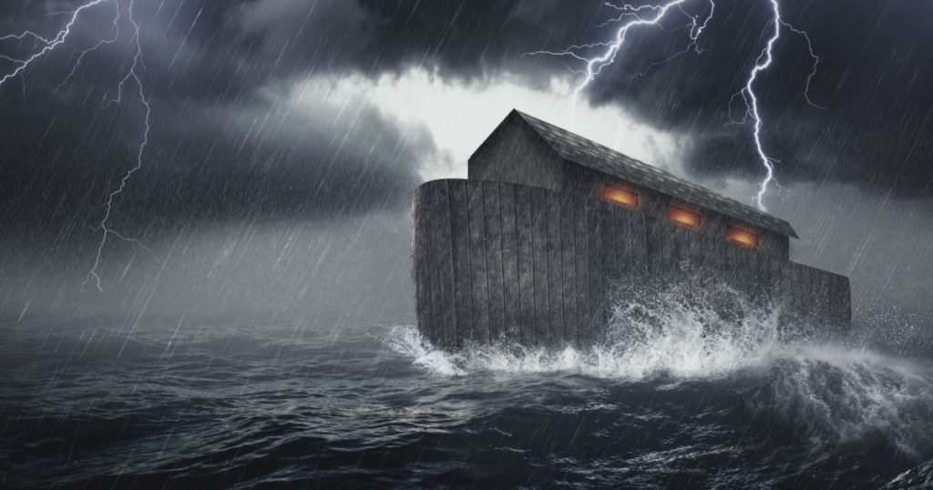 Noah's Ark vessel in the Genesis flood narrative by which God spares Noah, his family, and a remnant of all the world's animals from a world-engulfing flood.
