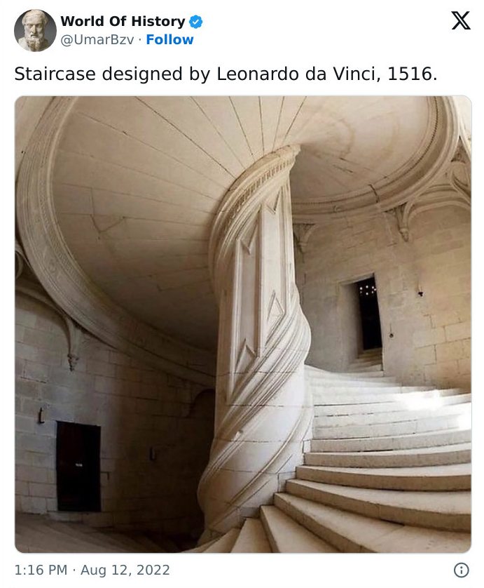 Leonardo Da Vinci's staircase design