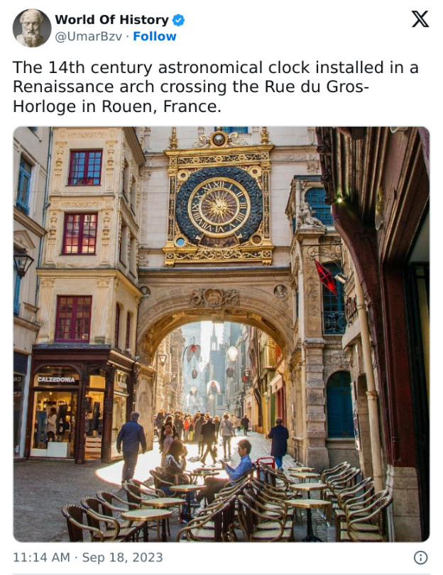 historical images  - A clock in France built in the 14th century
