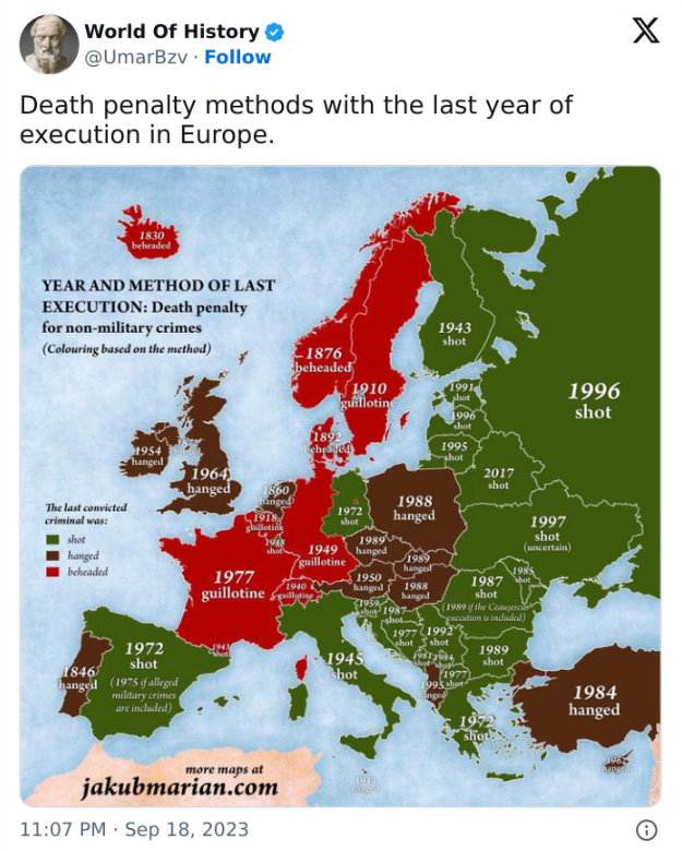  historical images  - A map of Europe's Execution methods