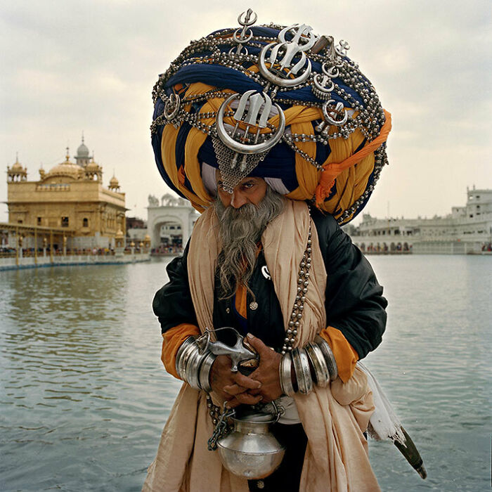 A Nihang Sikh, captured in a powerful photograph by Mark Hartman