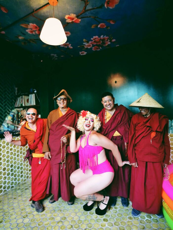 Monks at a drag show