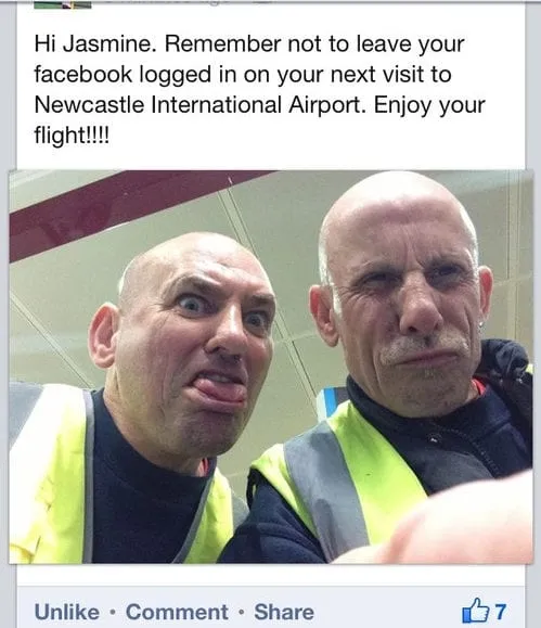 selfie 2 men at the airport